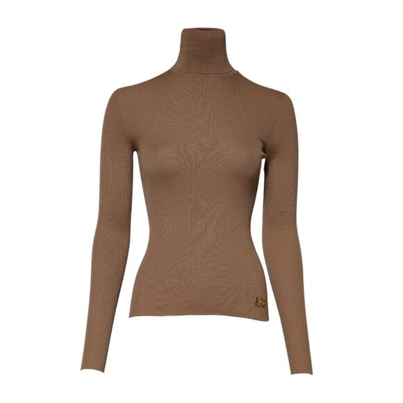 Dolce & Gabbana Brown Knit Long Sleeves Turtleneck Women's Sweater (Pre-Owned)